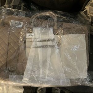 Gilda Paris Large Quilted Tote Bag Elegant Tan Women's Bag